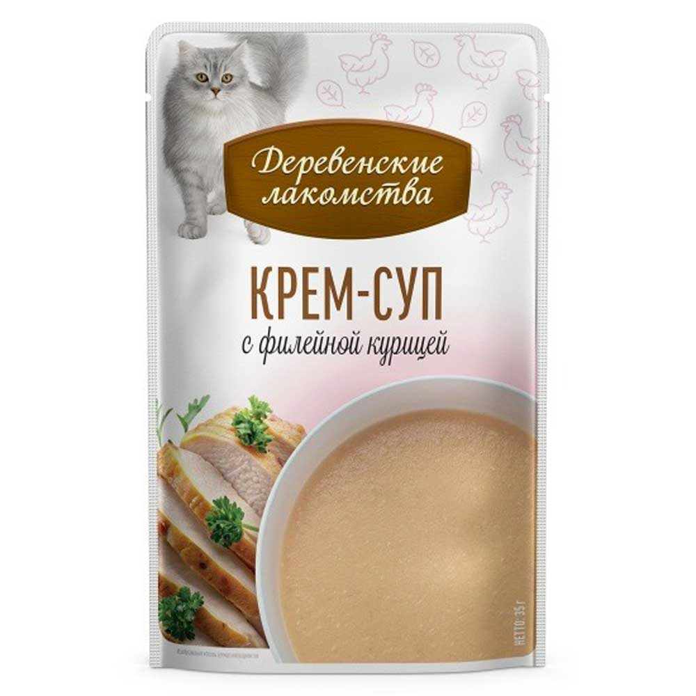 Влажный Корм  Деревенские Лакомства Для Кошек Суп Филе Курицы 35г*4шт 76050953