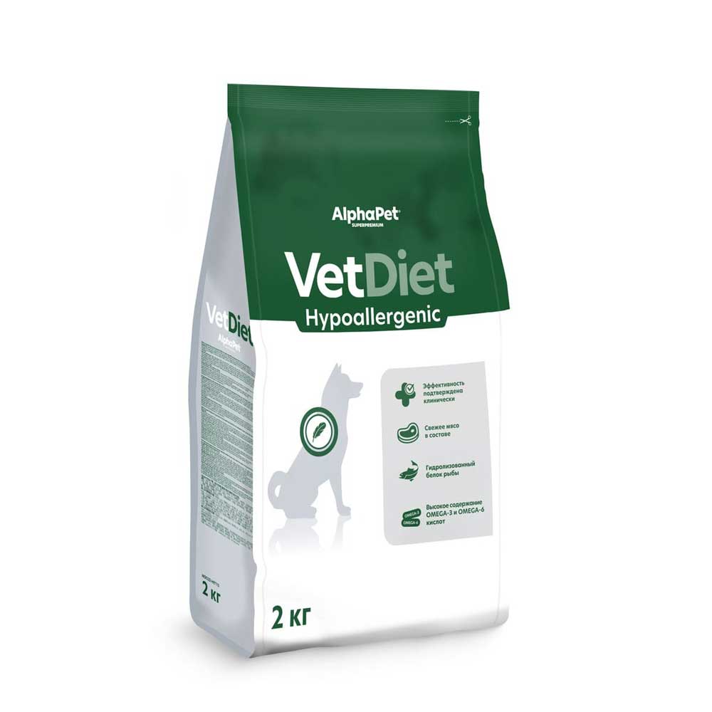 Сухой Корм Alphapet (Альфапет) Vetdiet Hypoallergenic Для Собак  При Пищевой Аллергии 2кг 55124