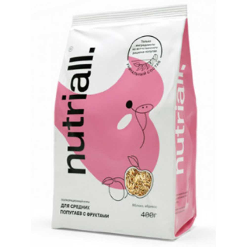 Корм для Птиц Nutriall (Нутриал) Для Средних Попугаев Фрукты 400г