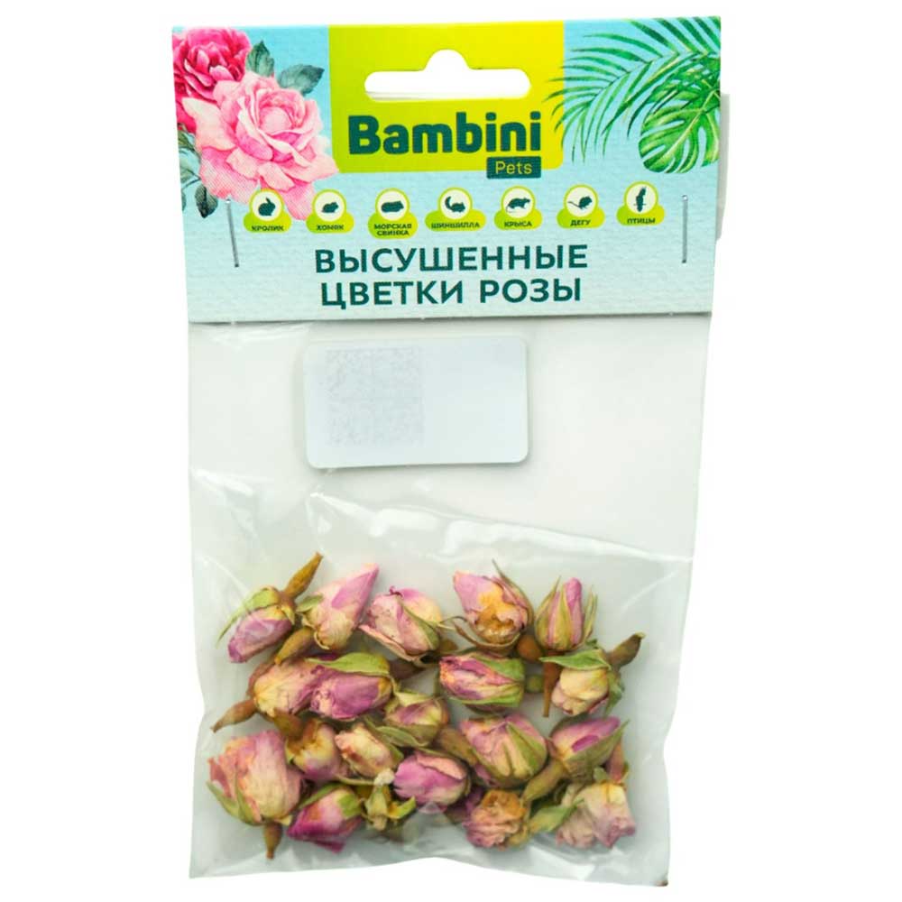 Лакомство Bambini Pets (Бамбини Петс) Высушенные Цветы Розы  для Грызунов и Кроликов 10г