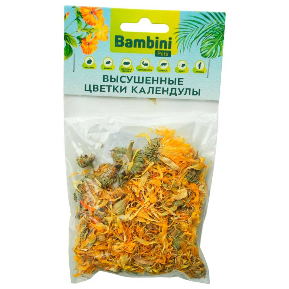 Лакомство Bambini Pets (Бамбини Петс) Высушенные Цветки Календулы 10г Для Грызунов и Кроликов