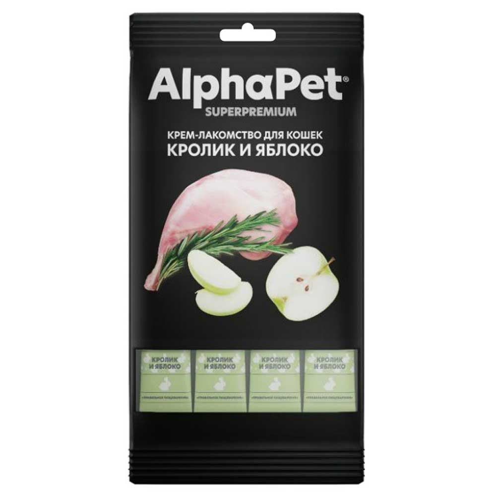Лакомство Alphapet (Альфапет) Superpremium Для Кошек Крем Кролик и Яблоко 48г
