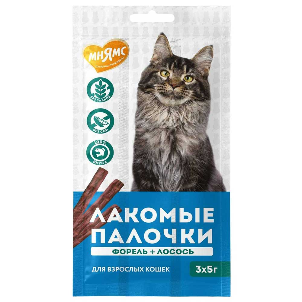 Лакомство Мнямс для Кошек Лакомые Палочки Форель и Лосось 5г*3