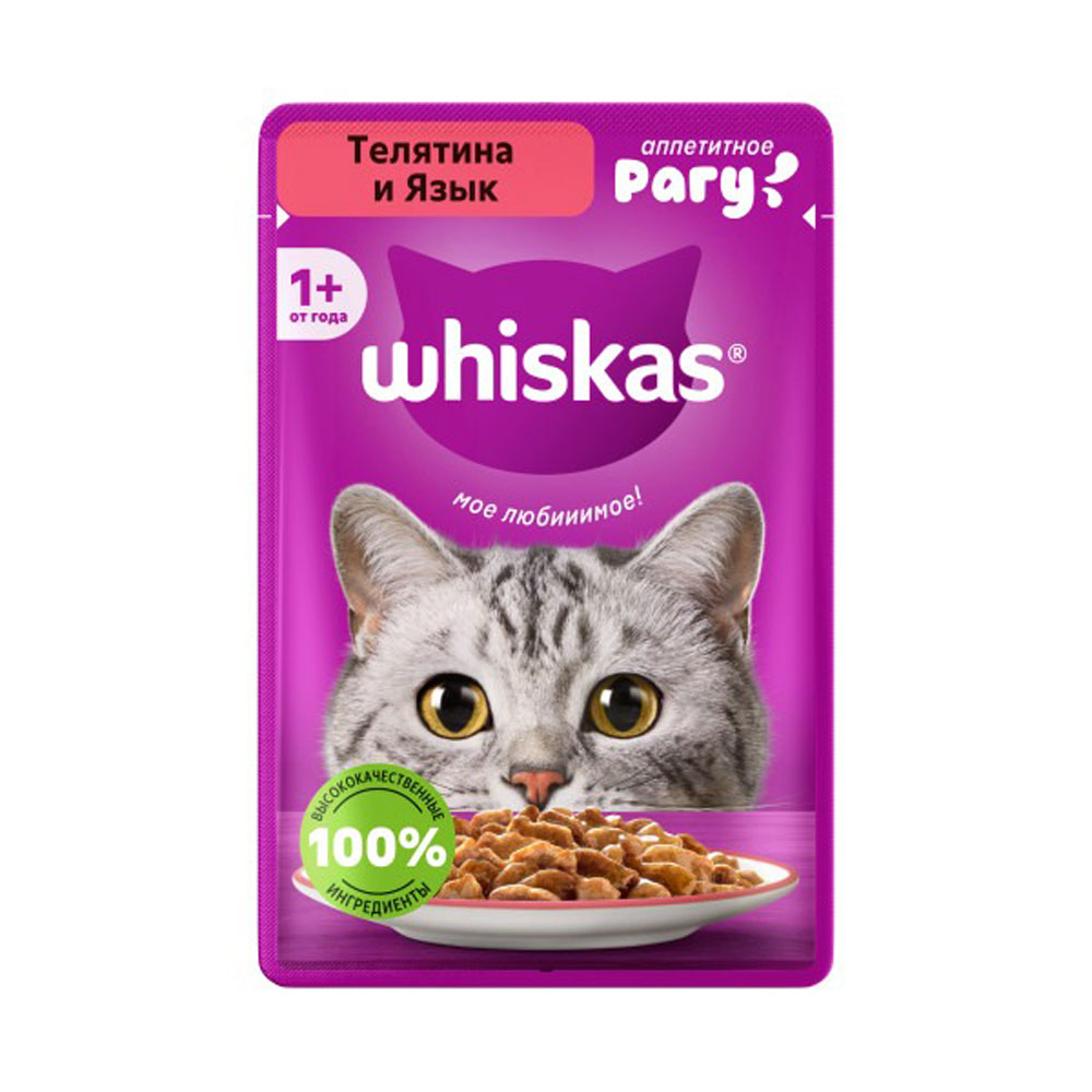 Влажный Корм Whiskas (Вискас) Для Кошек Рагу Телятина и Язык 75г