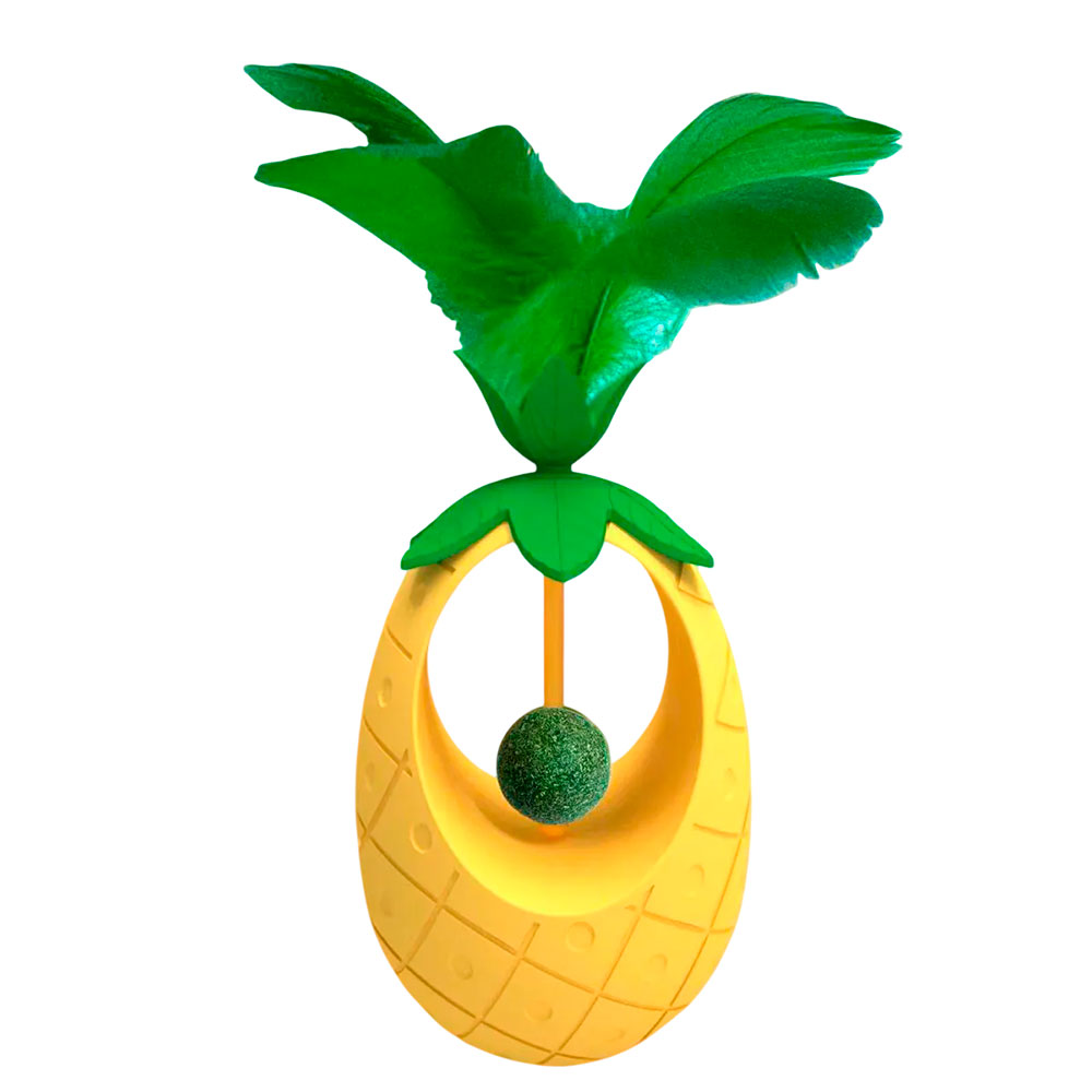 Игрушка Неваляшка Для Кошек Wogy (Воги) Ананасс Шариком Кошачьей Мяты и Перьями 2,5см 19*7см 2024-8624