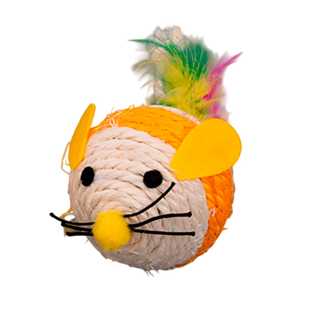 Игрушка-Погремушка Wogy (Воги) Для Кошек Мышка с Перьями 18*6см Сизаль 10922-8563
