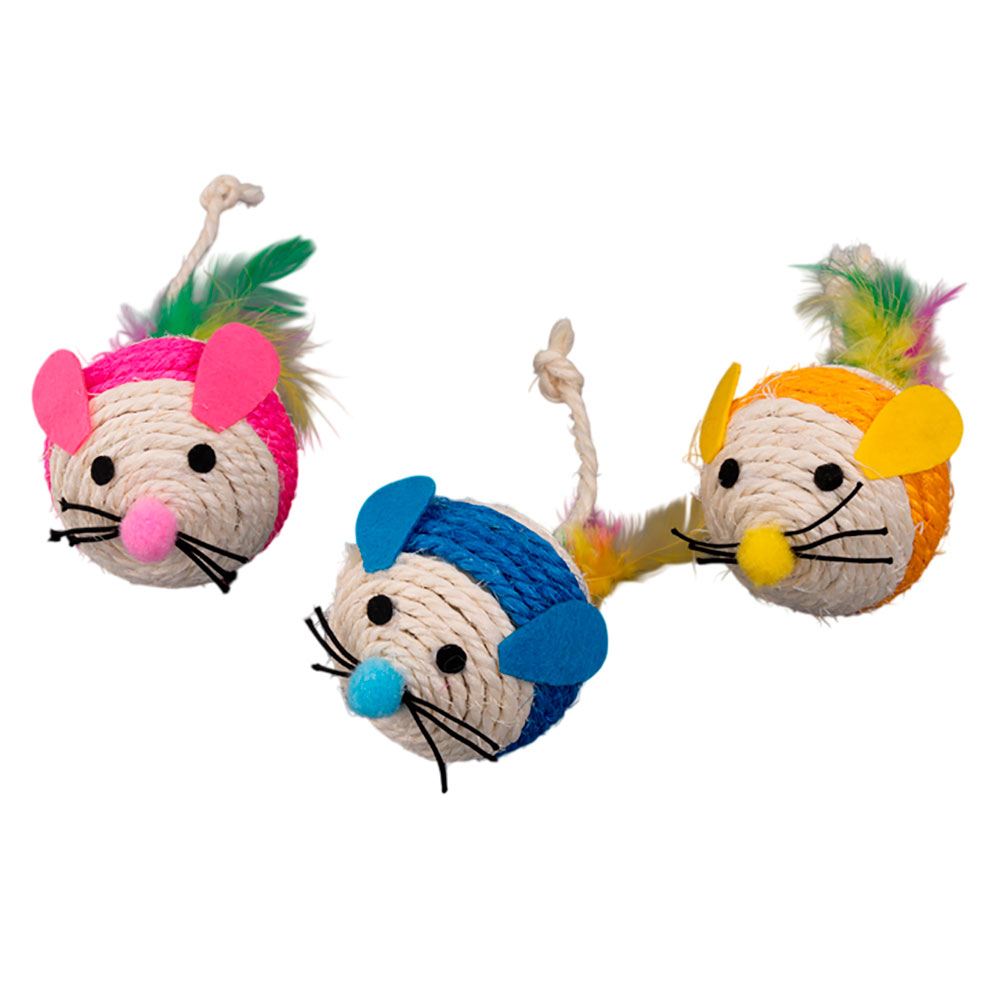 Игрушка-Погремушка Wogy (Воги) Для Кошек Мышка с Перьями 18*6см Сизаль 10922-8563