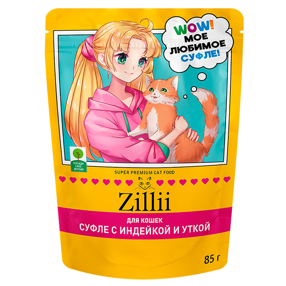 Корм Для Кошек Zillii (Зиллии) Adult Суфле Индейка и Утка Пауч 85г 5657065