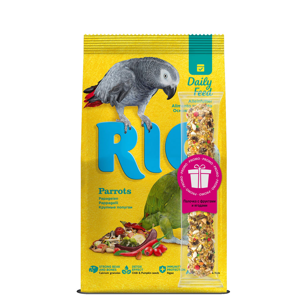 Корм для Птиц Rio Для Крупных Попугаев+Подарок Палочка 1кг