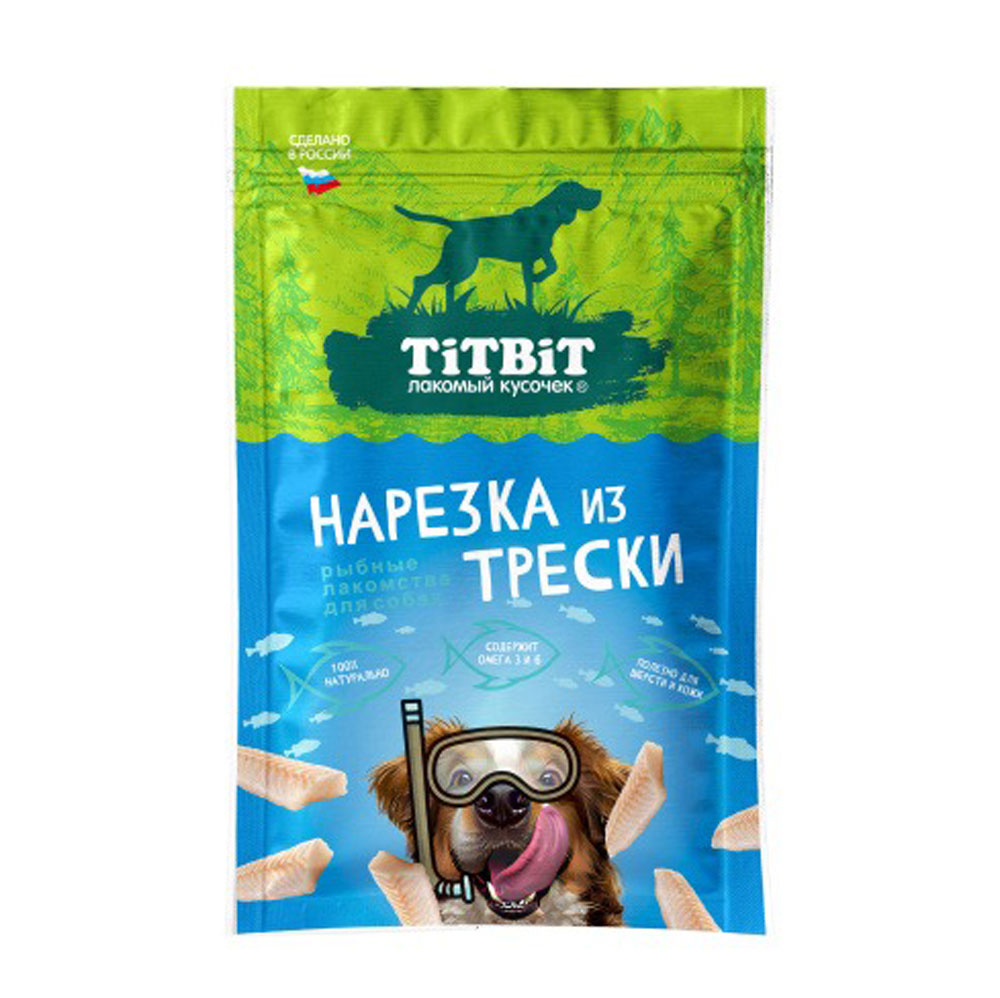 Лакомство TiTBiT (Титбит) Нарезка Из Трески Для Собак 80г 027837