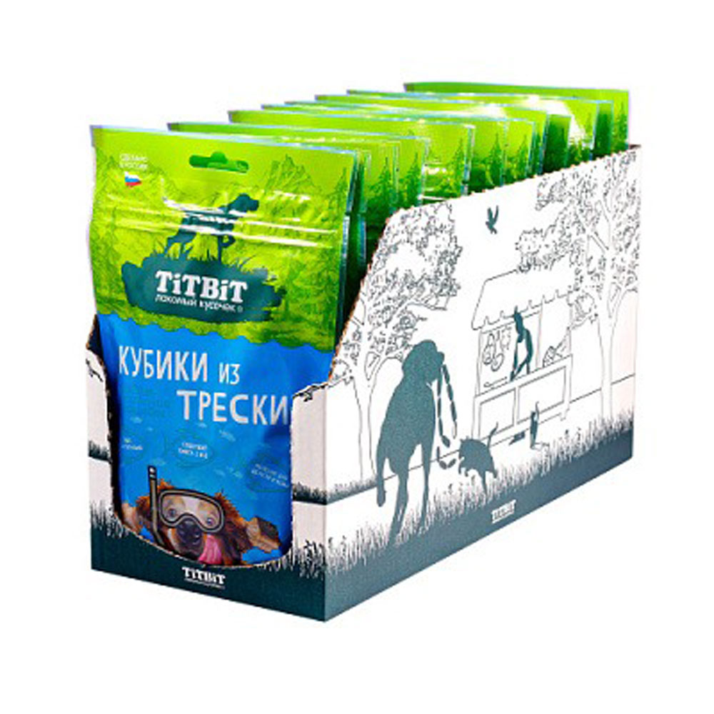 Лакомство TiTBiT (Титбит) Кубики Из Трески Для Собак 80г 027813