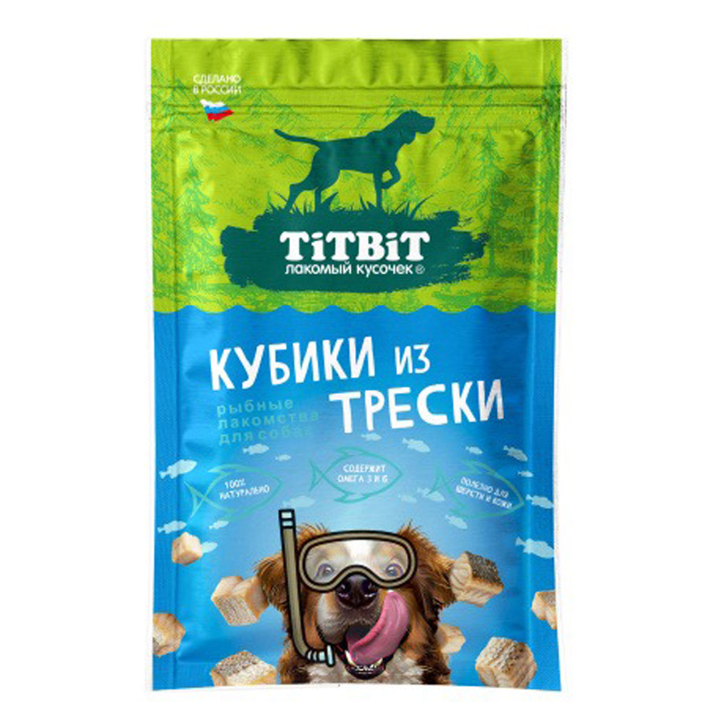 Лакомство TiTBiT (Титбит) Кубики Из Трески Для Собак 80г 027813