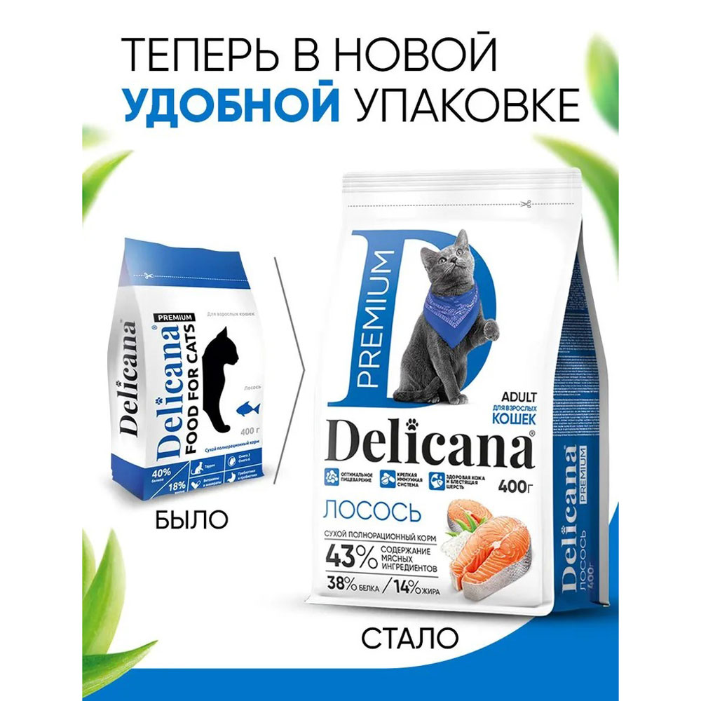 Сухой Корм  Delicana (Деликана) Для Кошек Лосось 400г 93174