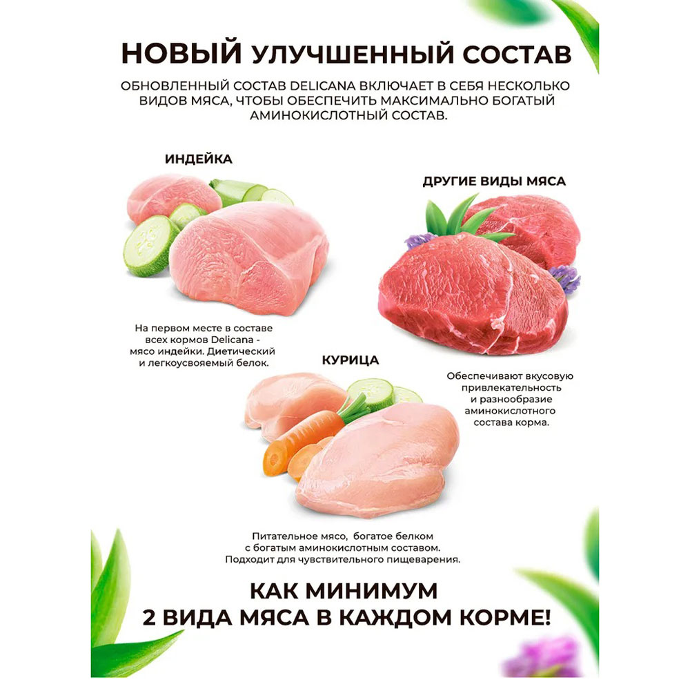 Сухой Корм Delicana (Деликана) Для Кошек с Чувствительным Пищеварением Индейка 400г 93143