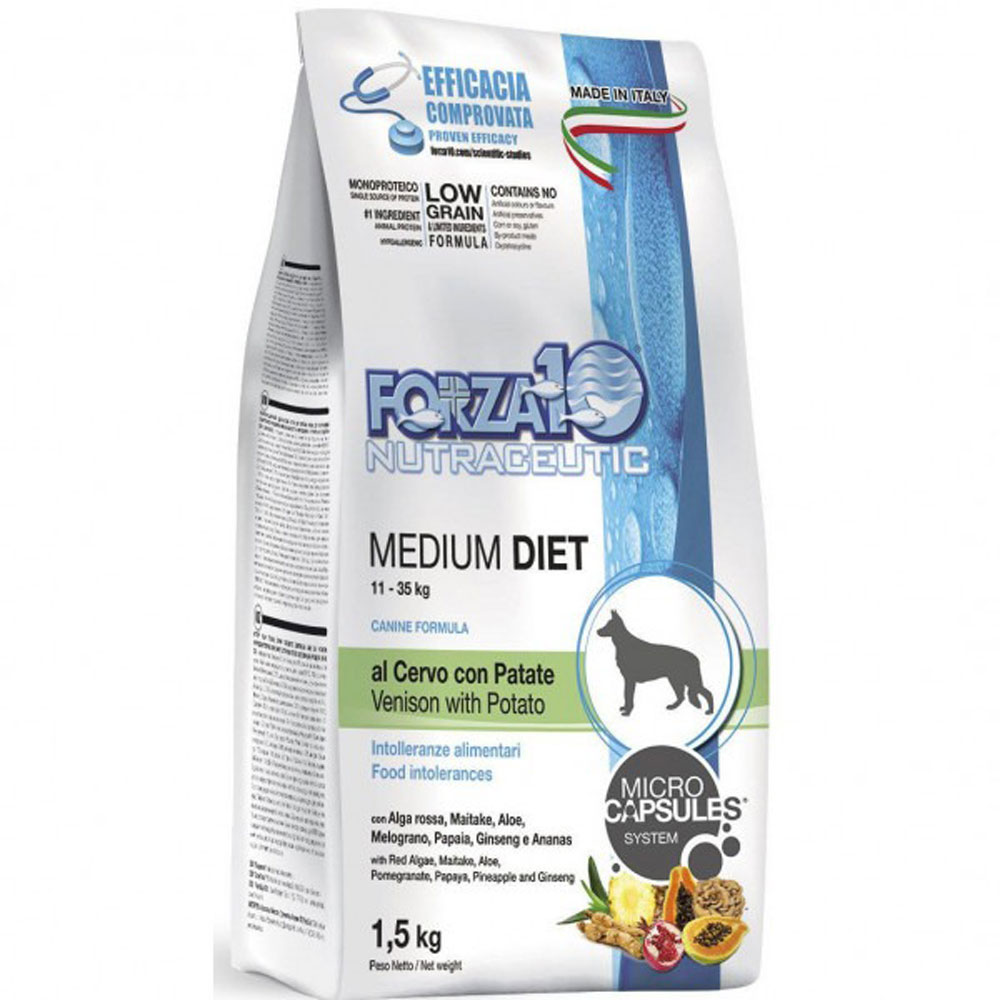 Сухой Корм Forza (Форза) 10 Dog Medium Monodiet Low Grain Для Собак Средних Пород При Аллергии Оленина и Картофель 1,5кг 11762