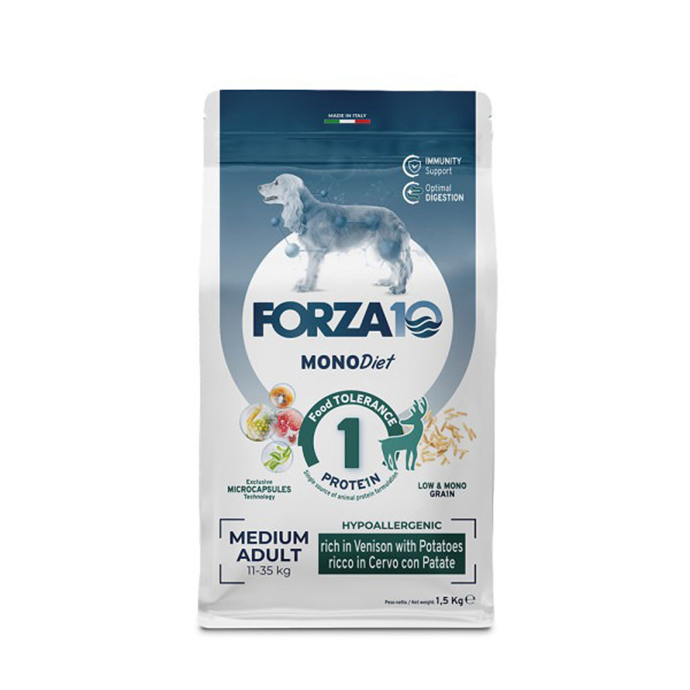 Сухой Корм Forza (Форза) 10 Dog Medium Monodiet Low Grain Для Собак Средних Пород При Аллергии Оленина и Картофель 1,5кг 11762
