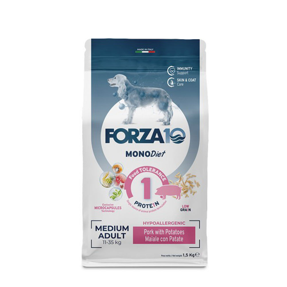 Сухой Корм Forza (Форза) 10 Dog Medium Monodiet Low Grain Для Собак Средних Пород При Аллергии Свинина и Картофель 1,5кг 09409