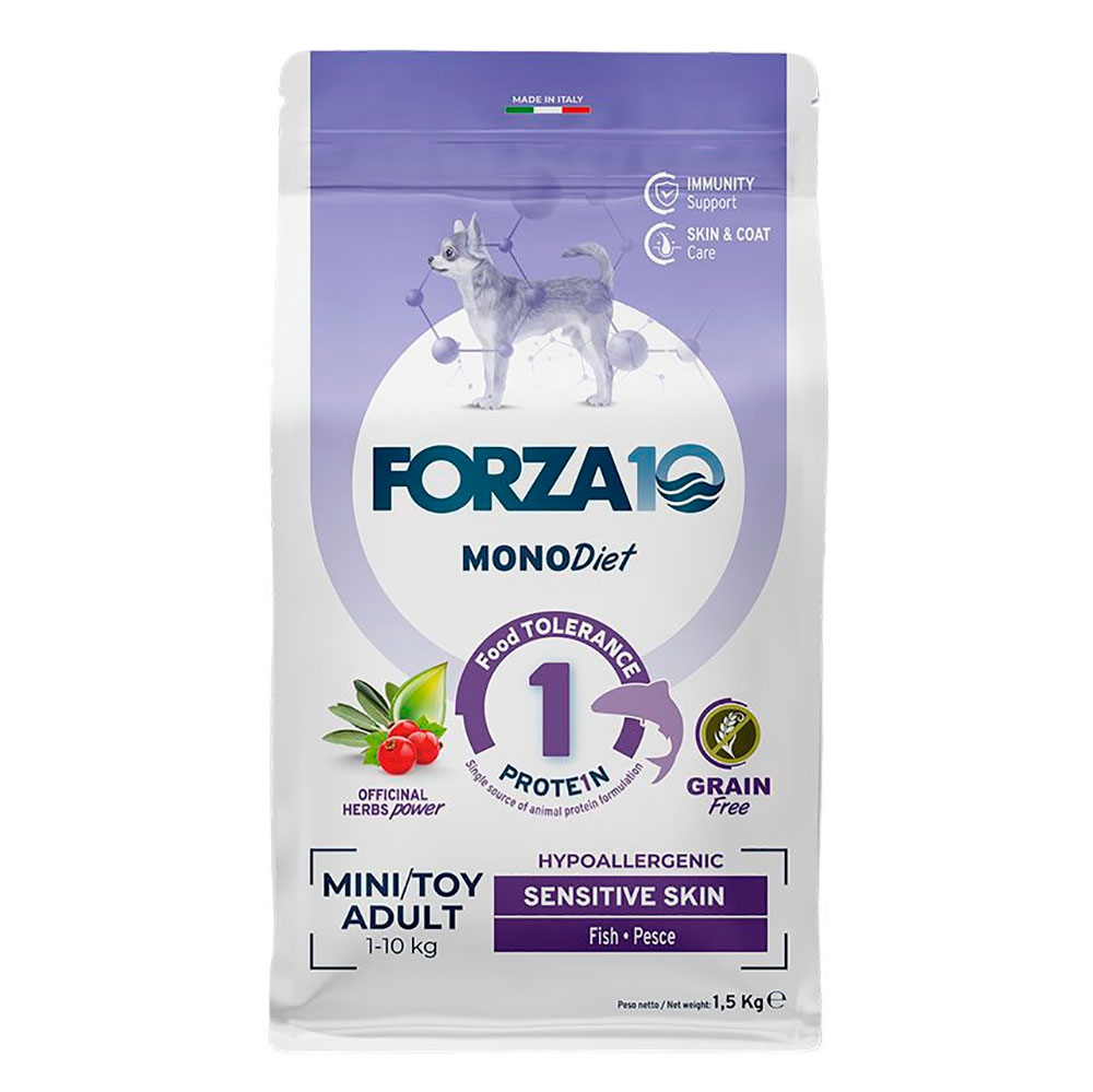 Сухой Корм Forza (Фроза) 10 Dog Mini Toy Monodiet Grain Free Для Собак Мелких Пород Чувствительная  Кожа Рыба 1,5кг 13444