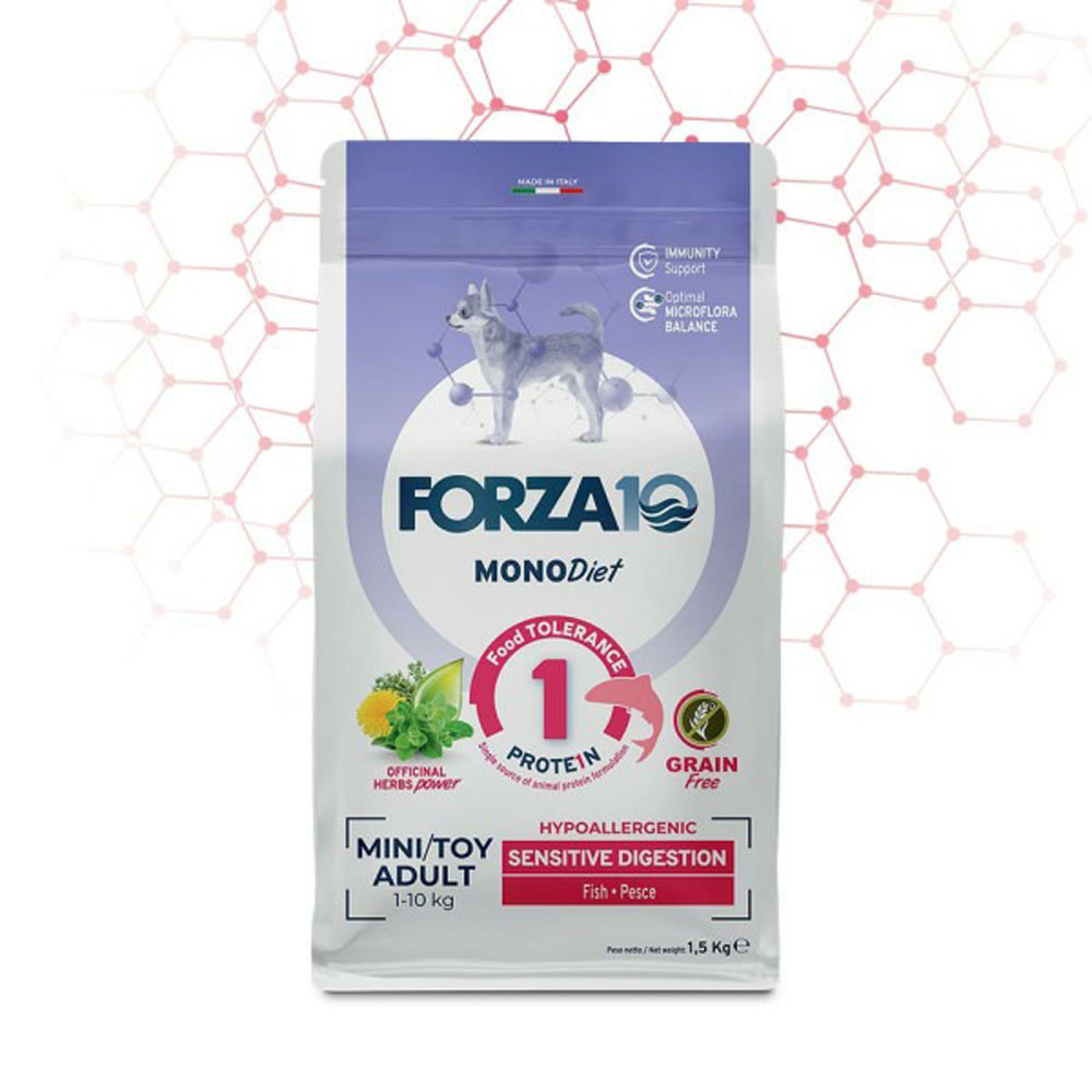 Сухой Корм Forza (Форза) 10 Dog Mini Toy Monodiet Grain Free Для Собак Мелких Пород Чувствительное Пищеварение Рыба 1,5кг 13475