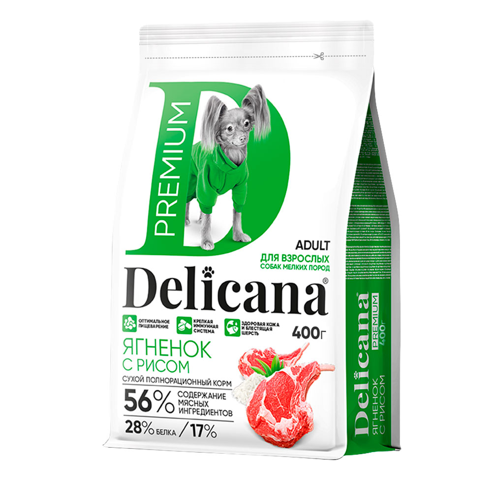 Сухой Корм Delicana (Деликана) Для Собак Мелких Пород Ягненок и Рис 400г 92676