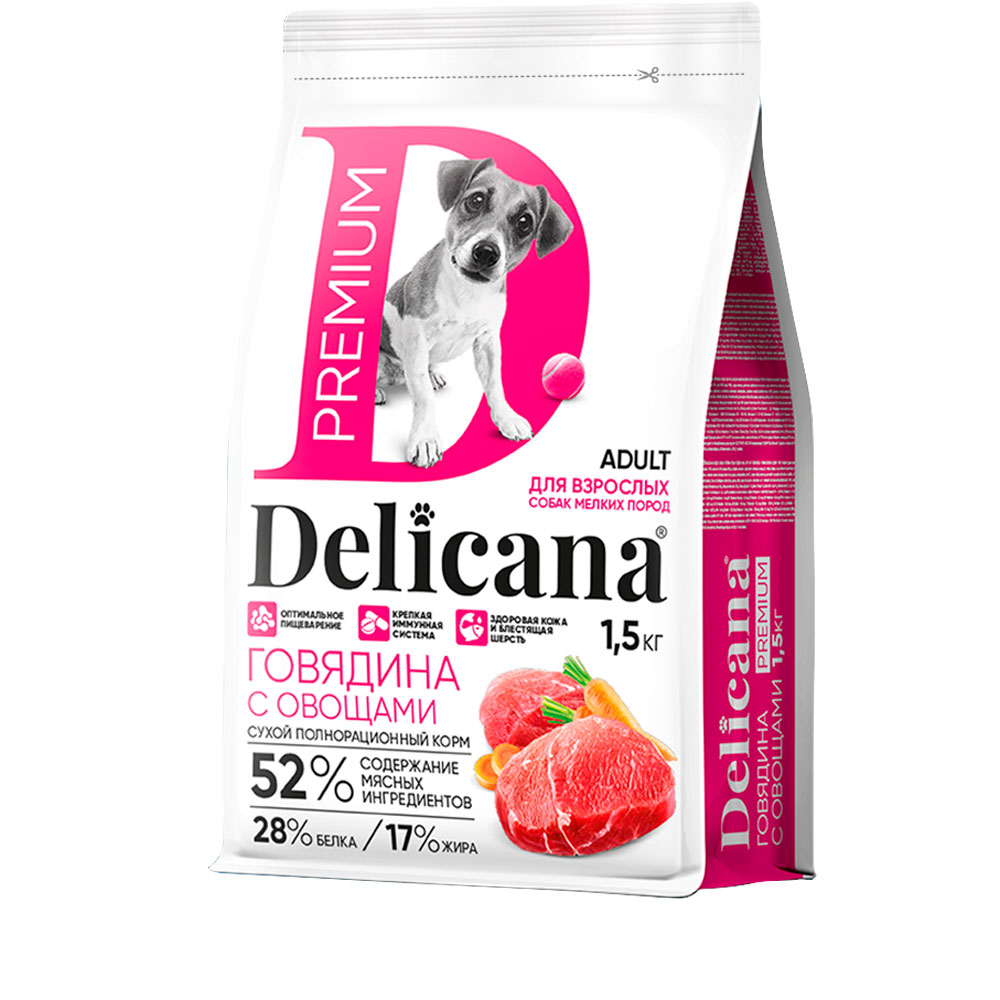 Сухой Корм Delicana (Деликана) Для Собак Мелких Пород Говядина и Овощи 400г 92645