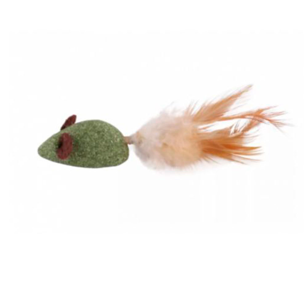 Игрушка Wogy (Воги) Для Кошек Мышка Из Кошачьей Мяты с Перьями 14,4*2,5*2см 10922-8765