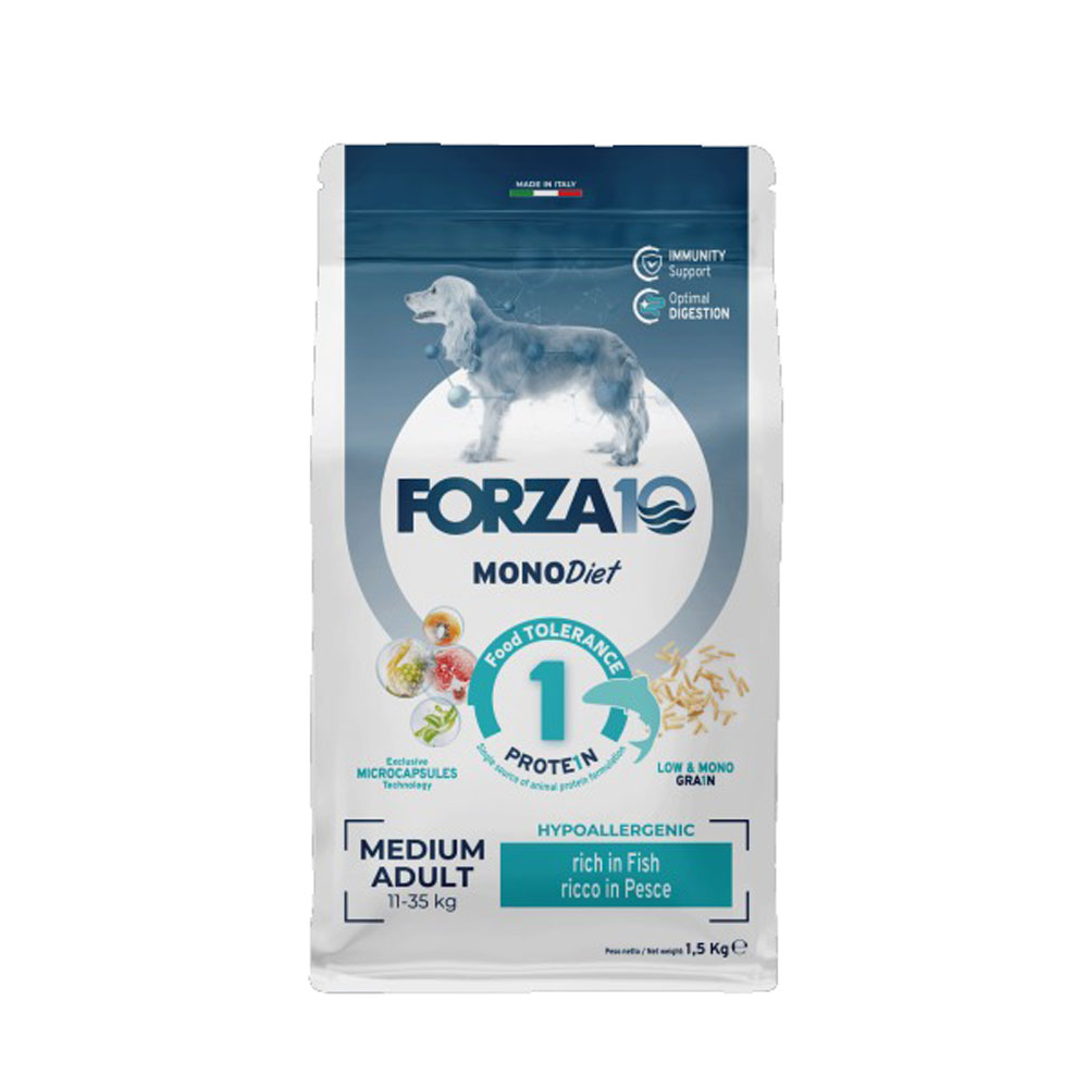Сухой Корм Forza (Форза) 10 Dog Medium Monodiet Low Grain Для Собак Средних Пород При Аллергии Рыба 1,5кг 11724