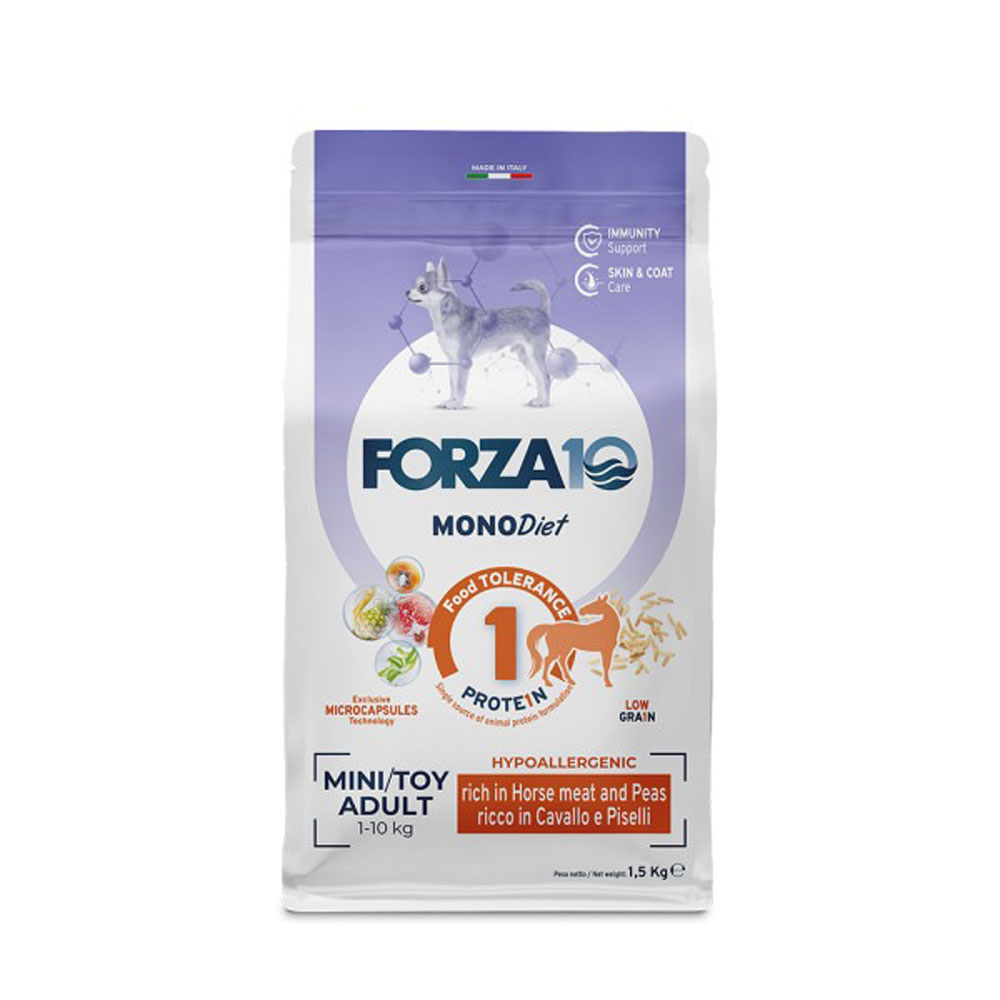 Сухой Корм Forza (Форза) 10 Dog Mini Toy Monodiet Low Grain Для Собак Мелких Пород Конина и Горох 1,5кг 13192