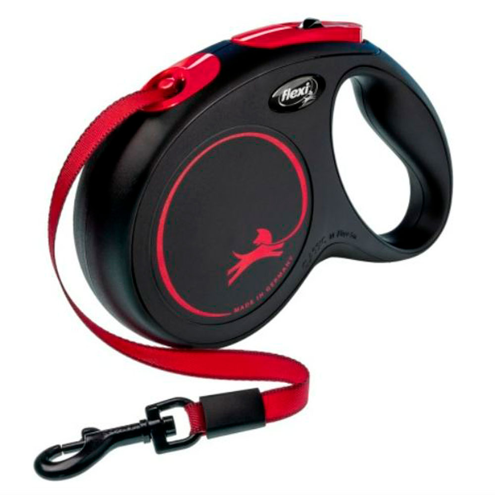 Рулетка Flexi (Флекси) Для Собак Средних Пород New Classic M 5м До 25кг Ремень Черно-Красный 42204f