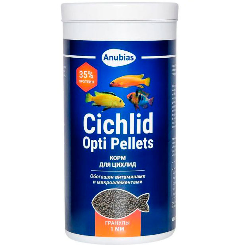 Корм для Рыб Anubias (Анубиас) Cichlid Opti Pellets 1000мл 400г Гранулы 1мм An-087965