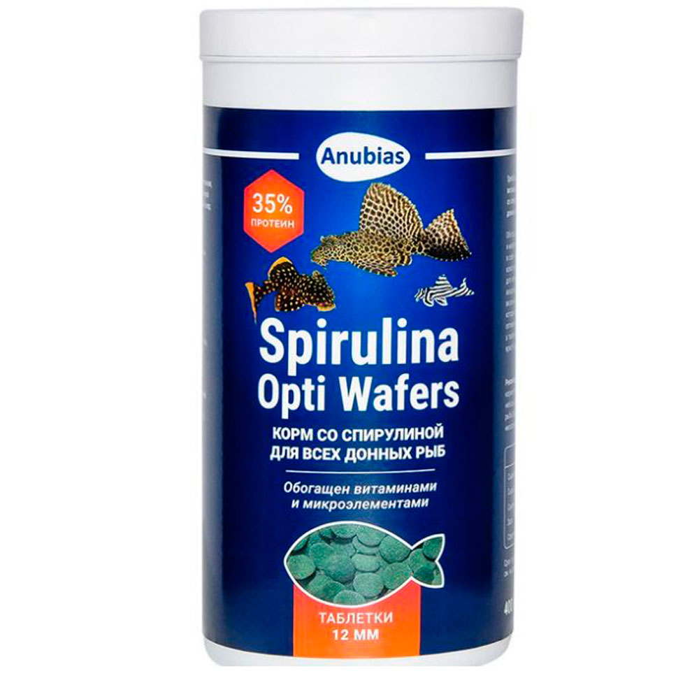 Корм для Рыб Anubias (Анубиас) Spirulina Opti Wafers Таблетки Для Донных Рыб 12мм An 088023