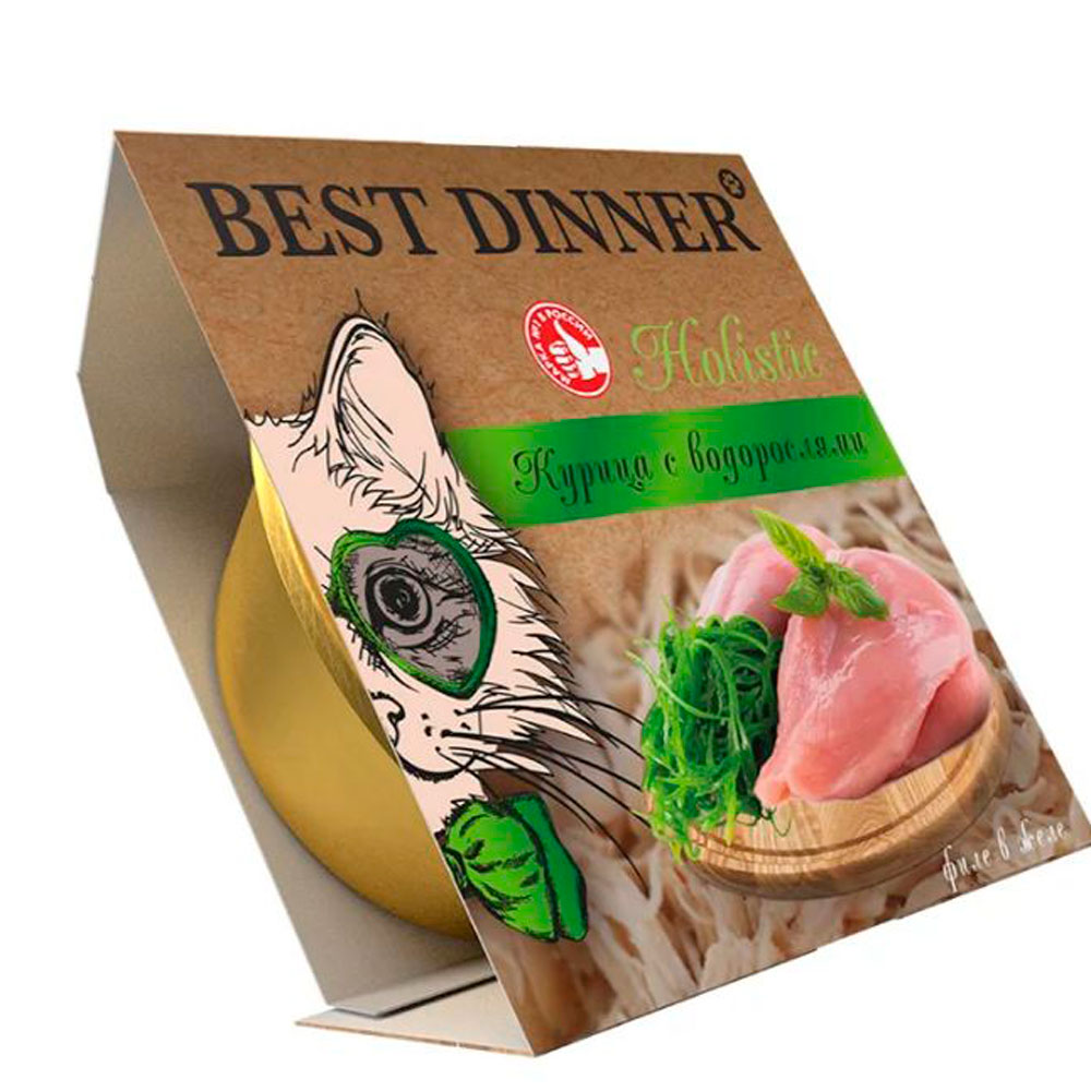 Консервы Best Dinner (Бест Диннер) Holistic Для Стерилизованных Кошек Курица и Водоросли В Желе 75г