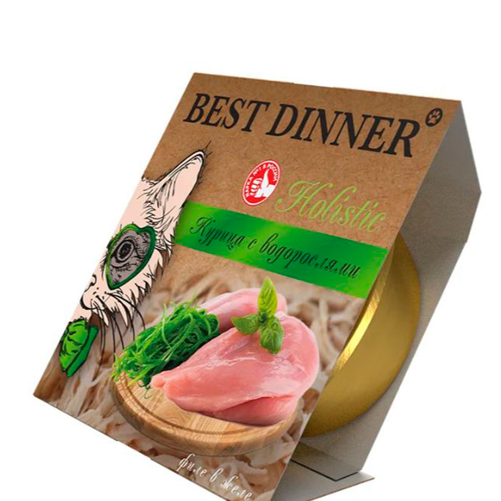 Консервы Best Dinner (Бест Диннер) Holistic Для Стерилизованных Кошек Курица и Водоросли В Желе 75г