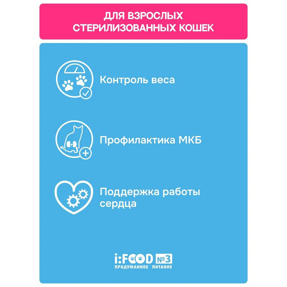 Сухой Корм Molina (Молина) Cat Sterilized Для Стерилизованных Кошек Лосось и Курица 400г 1060758
