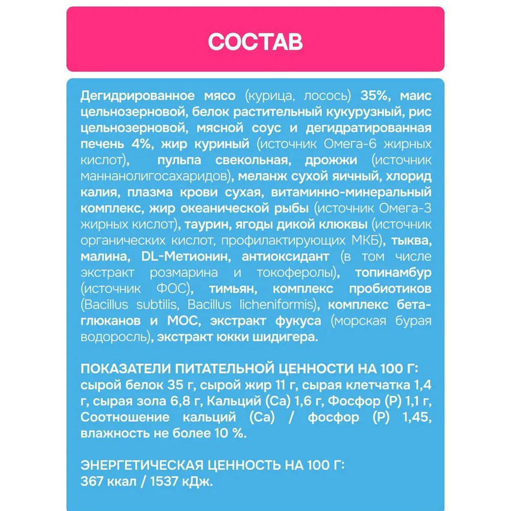 Сухой Корм Molina (Молина) Cat Sterilized Для Стерилизованных Кошек Лосось и Курица 400г 1060758