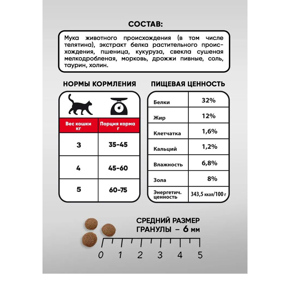 Сухой Корм Счастливчик Для Кошек Телятина и Овощи 400г 4458