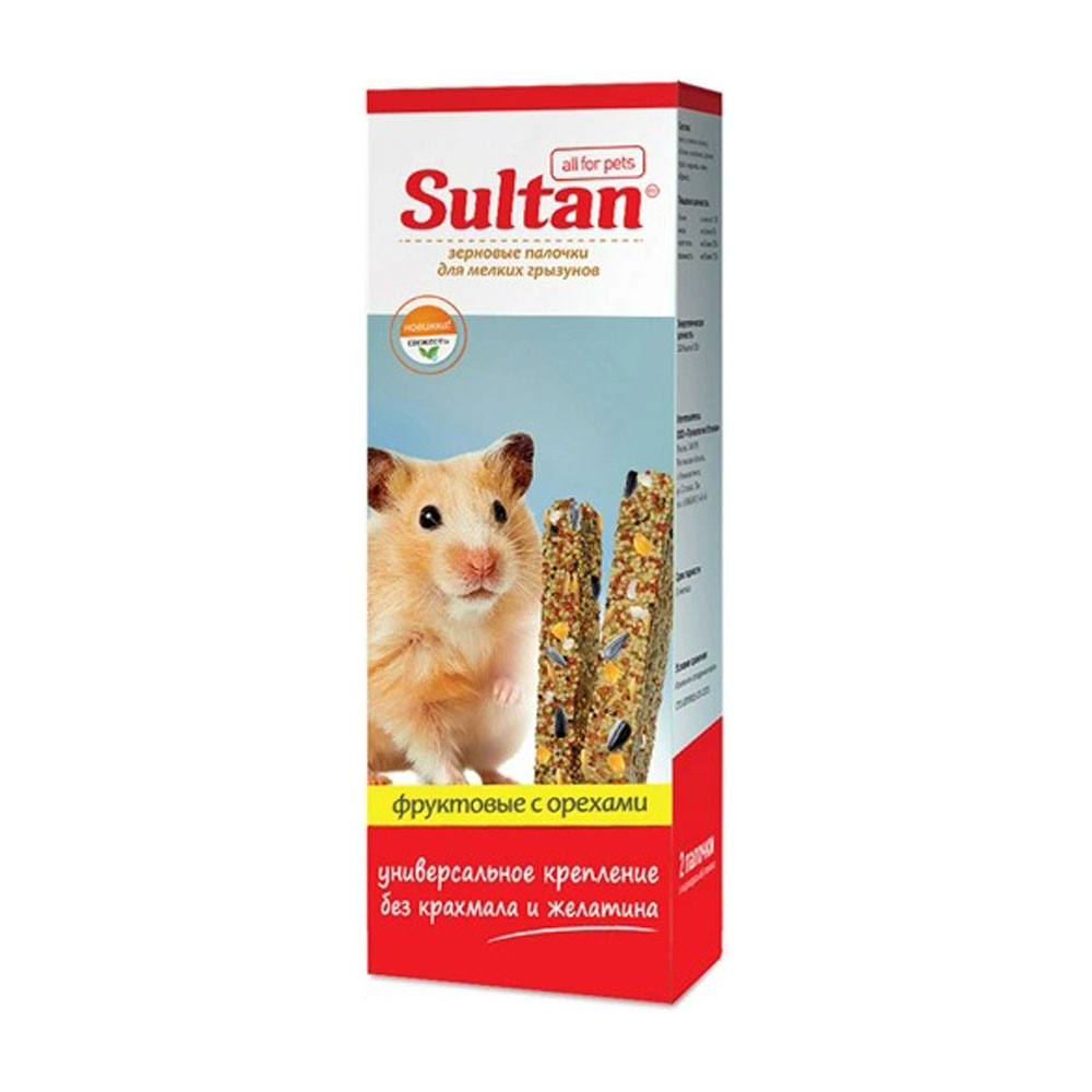 Лакомство Sultan (Султан) Для Мелких Грызунов Зерновые Палочки Фрукты и Орехи 2шт 45261
