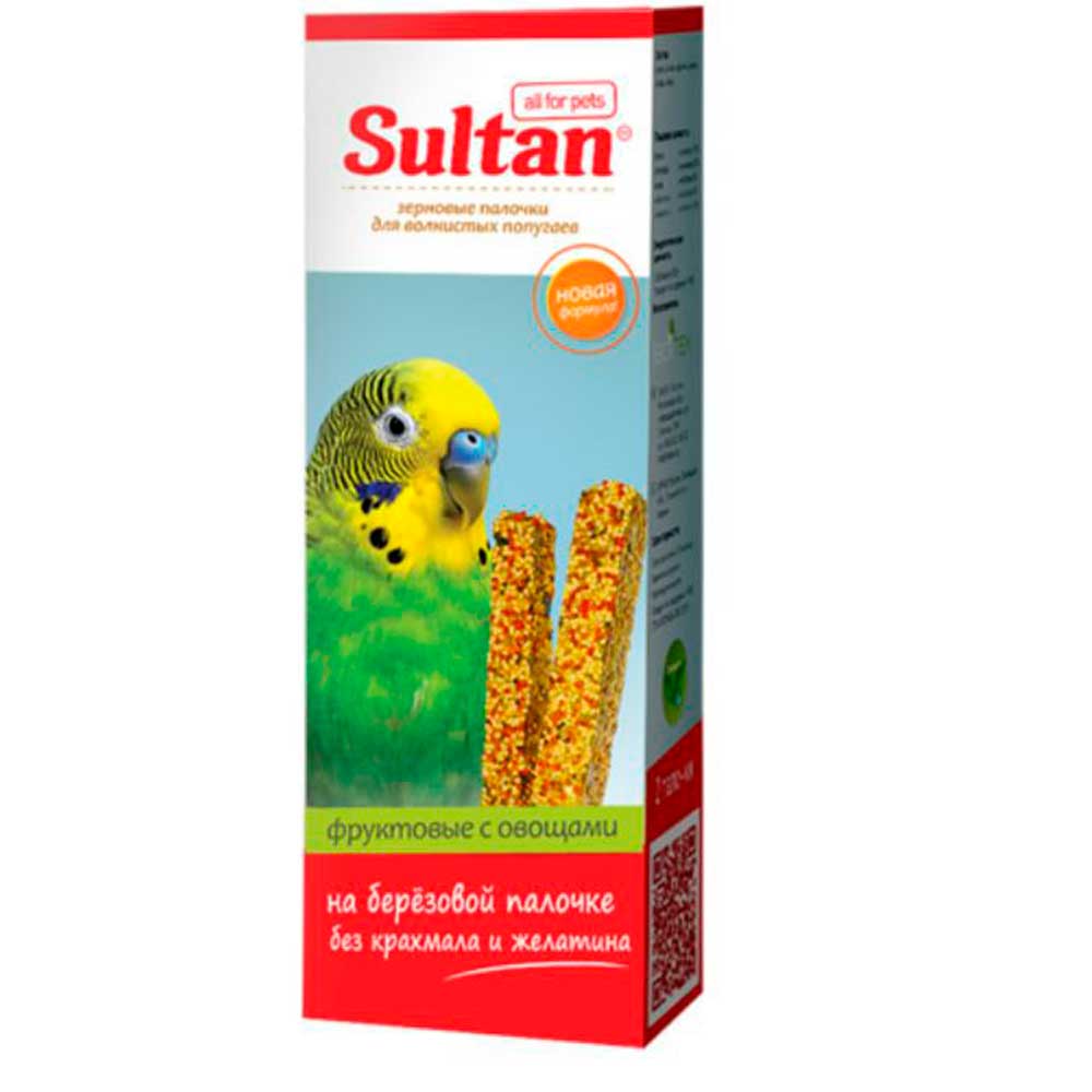 Лакомство Sultan (Султан) Для Волнистых Попугаев Зерновые Палочки Фрукты и Овощи 2шт 10441