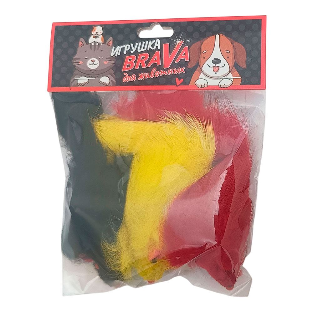 Игрушка Для Кошек Brava (Брава) Мышь Цветная 7,5см 3шт Натуральный Мех Кролика 5101