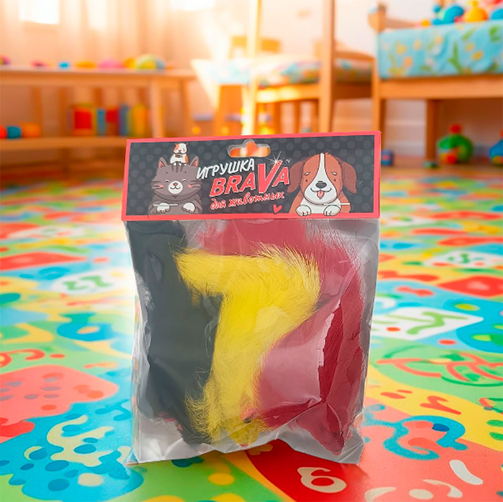 Игрушка Для Кошек Brava (Брава) Мышь Цветная 7,5см 3шт Натуральный Мех Кролика 5101