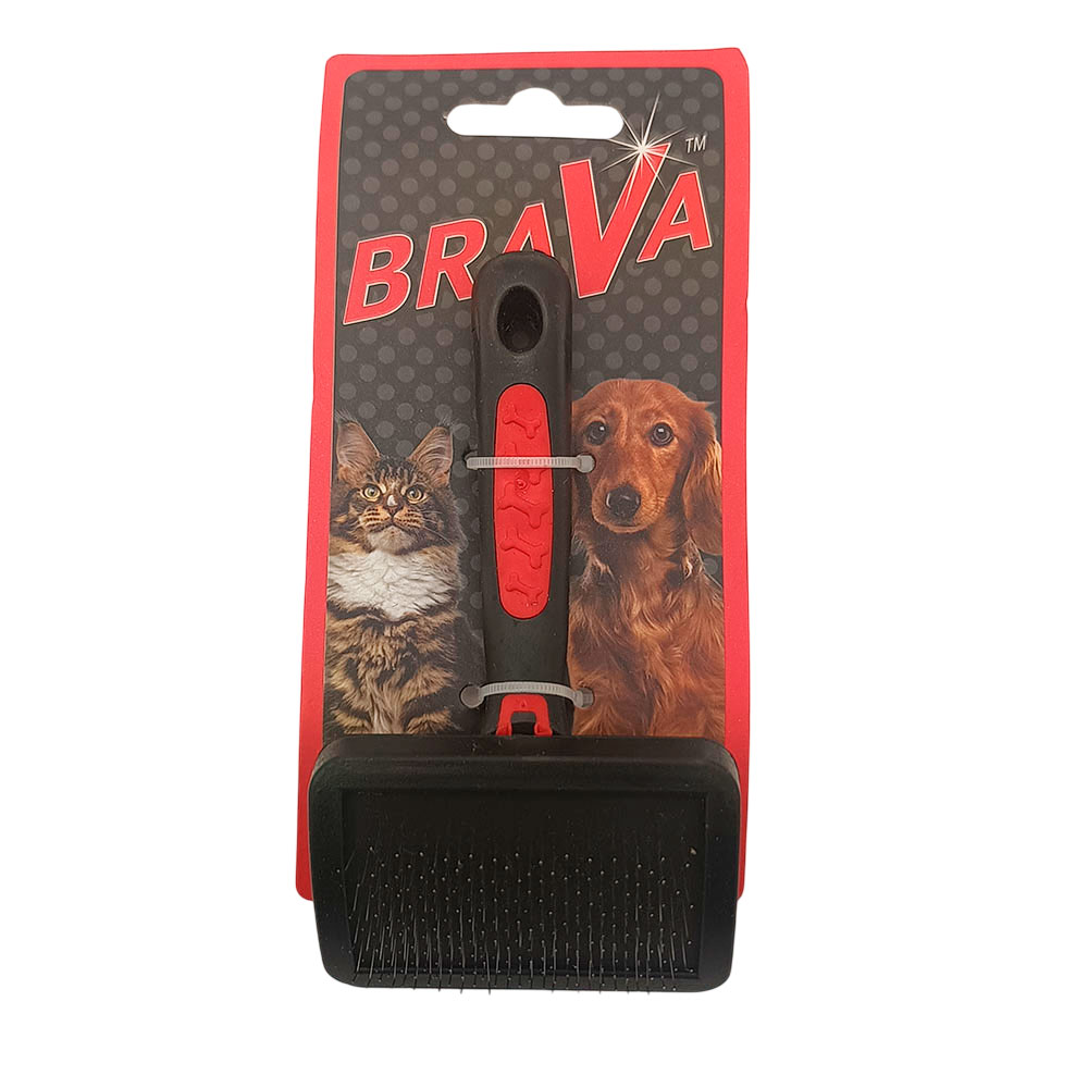 Пуходерка Для Кошек и Собак Brava (Брава) Пластиковая Ручка Средняя 14,7*8см 9403b