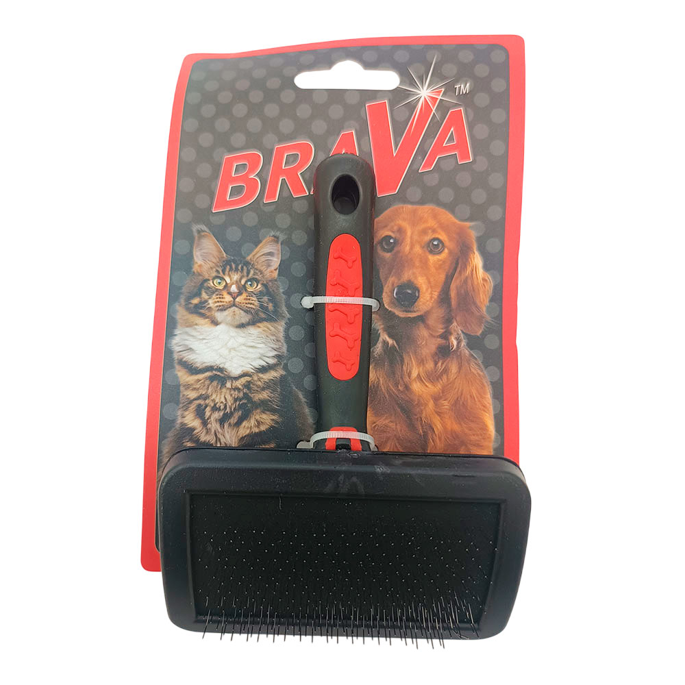 Пуходерка Для Кошек и Собак Brava (Брава) Пластиковая Ручка Большая 15,5*11см 9402b