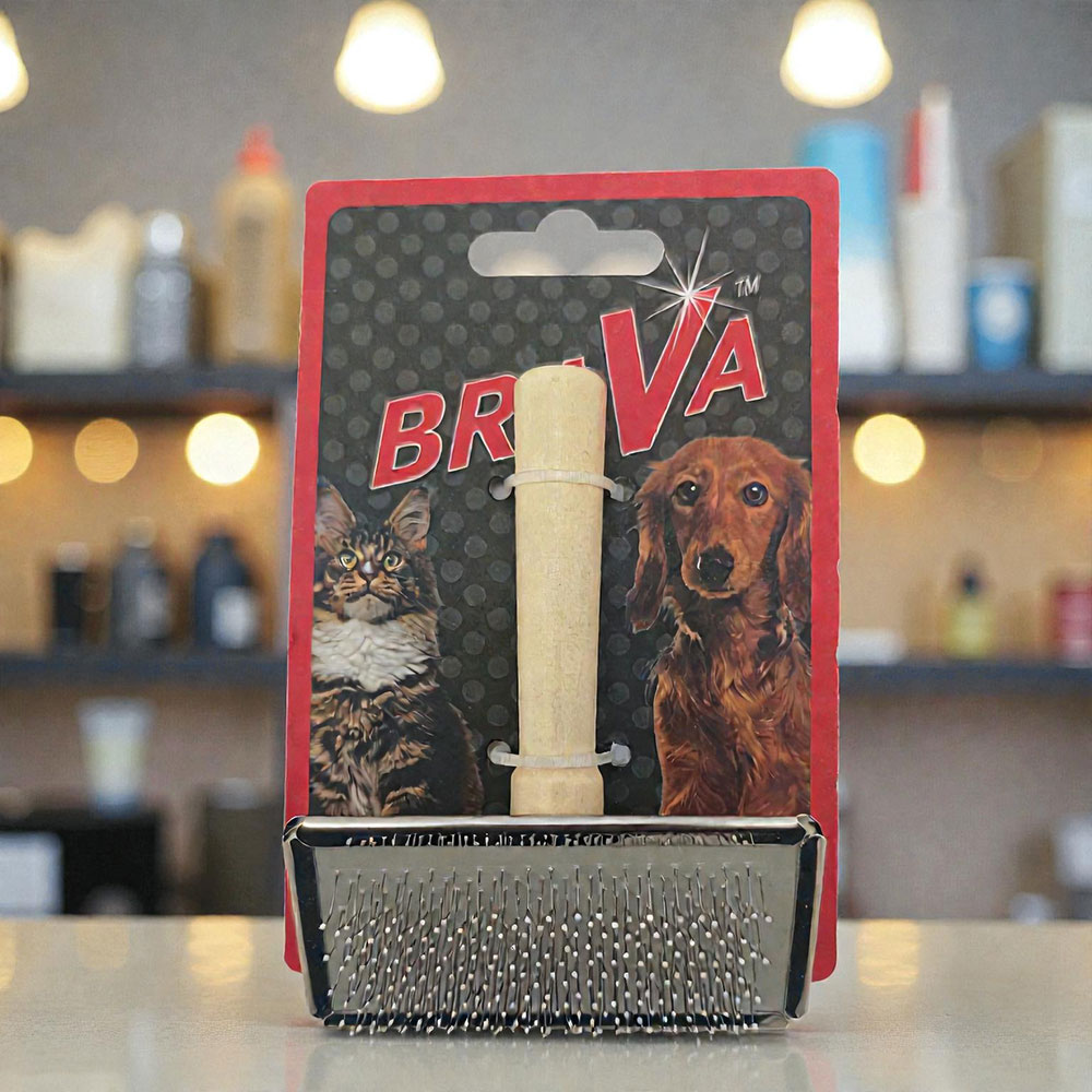 Пуходерка Для Кошек и Собак Brava (Брава) Деревянная Ручка Средняя 12*9см 9502