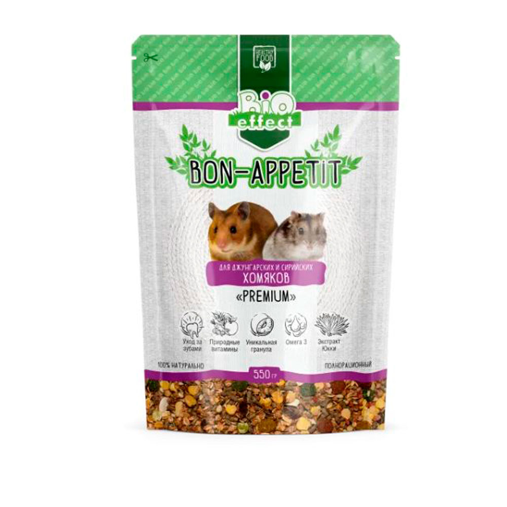 Корм для Грызунов Био Эффект Bon Appetit Premium для Хомяков Полнорационный 550г