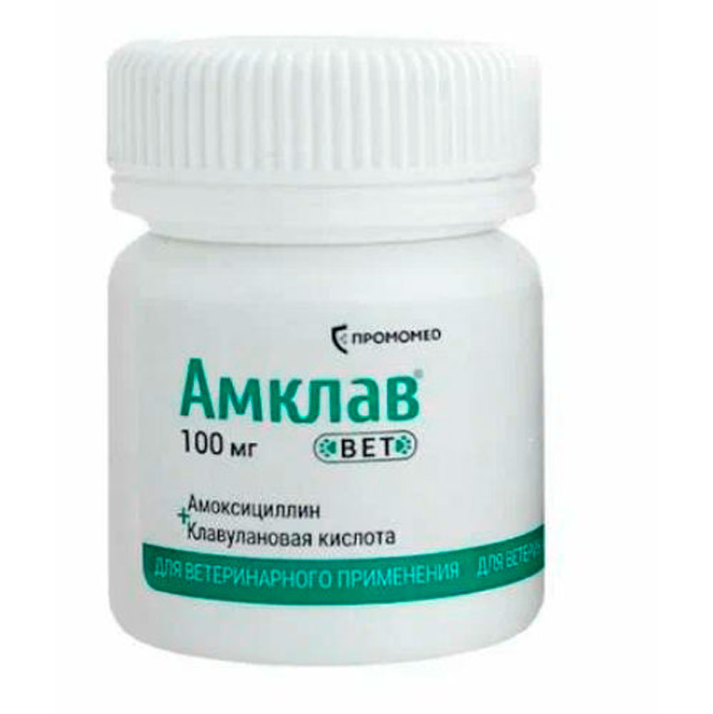 Амклав Вет Антибактериальный Препарат Для Кошек и Собак 100мг 10 Таблеток