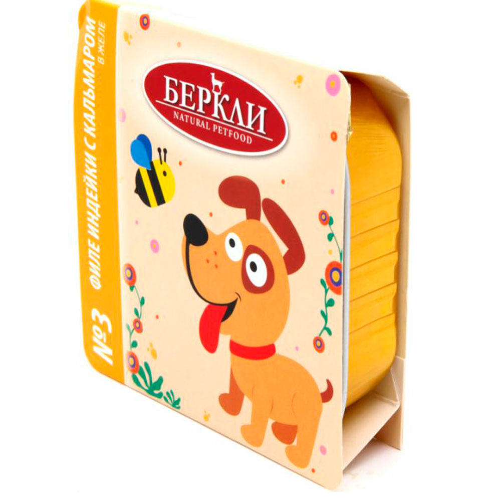 Консервы Беркли №3 Филе Индейки Кальмар Для Собак в Желе 100г