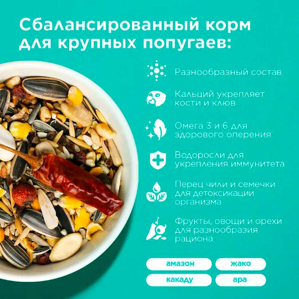 Корм для Птиц Rio (Рио) Для Крупных Попугаев Основной Рацион 3кг 21063