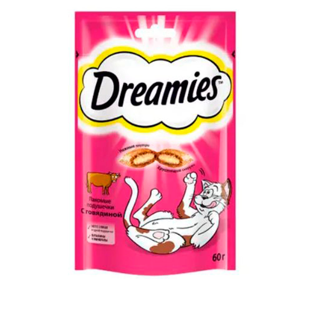 Лакомство Для Кошек Dreamies (Дримис) Лакомые Подушечки Говядина 60г