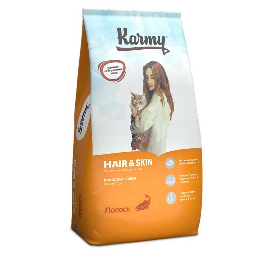 Сухой Корм Karmy (Карми) Hair & Skin Для Кошек Кожа и Шерсть Лосось 10кг