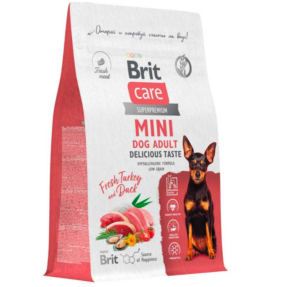 Сухой Корм  Брит Кеа Mini Dog Adult Delicious Taste Индейка и Утка Для Собак Маленьких Пород  Привередливых к Корму 1,5кг 6010797